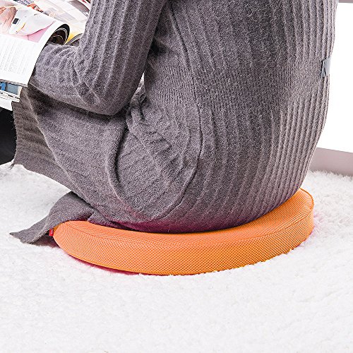 Baibu Atmungsaktives Waschbares Stuhlkissen Sitzkissen mit Patent für Auto, für Büro,Rund,Orange f 40x4cm - 3