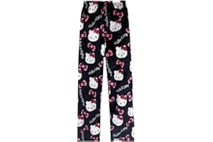 GÉNÉRIQUE 𝒉𝒆𝒍𝒍𝒐 𝒌𝒊𝒕𝒕𝒚𝒔 Bas De Pyjama Femme Flanelle Pyjamas Polaire Chaud Dessin Animé en Laine Kawaii à La Mode Pyjamas Flannel Pantalons Femme Hiver Imprimé Maison DéContracté Pyjama Pantalon