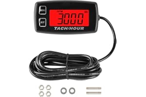 NInE-ROnG Drehzahlmesser mit roter Hintergrundbeleuchtung, digitale Wartungserinnerung, Batterie, austauschbar für Generatoren, Schneefräsen, Rasenmäher, Außenbordmotoren (rot)