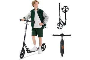 Nattork Sparkcykel för barn 6+ år tonåringar vuxna – 99 kg viktkapacitet, främre stötdämpare och justerbart styre – smidig åktur med 20 cm robusta hjul, perfekt för utomhussport