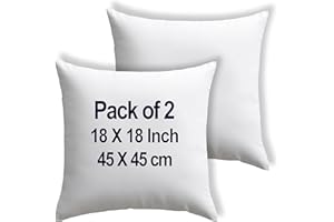 raajsee Cushion Inserts 45cm x 45cm / 18 x 18 inch (Pack of 2), Cotton Blend Fabric, Sofa Cushions Inner Pads Decorative Stuffing For Square FoamThrow Pillow Hollow fiber Filler Bed Couch