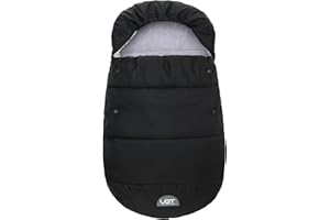 LAT LEE AND TOWN LAT Saco Silla de Coche Bebe Invierno, Universal Saco Capazo Bebe, Hood with Drawstring, Waterproof Windproof Polar Fleece Lining Saco de Silla de Paseo, (Negro…)