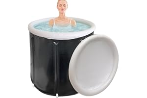 MBBPFTSE Ice Bath Outdoor Recover Tub - Portable Cold Water Therapy Tub with Lid Ice Bath Tub for Athletes Folding Bathtub Adult Plunge Pool