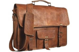 ALASKA EXPORTS Honey - Sac en Cuir pour Ordinateur Portable - Messenger en Cuir pour Homme et Femme - Mallette pour Homme - Sacoche Parfaite pour l'école et Le Travail 12 x 17 inches