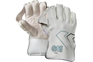 Gunn & Moore GM Cricket Wicket Keeping Keeper Gloves | 606 | PU Faux Leather Back of Hand | PU Lining & Pimple Rubber Palm | Adult | 1 Pair, White