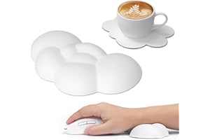 Attack Shark Cloud Maus-Handgelenkauflage mit Untersetzer, Ergonomisch, Maus-Handgelenkauflage mit Massagelöchern zur Schmerzlinderung, Handgelenkstütze für Maus, Niedliches Schreibtischzubehör – Weiß