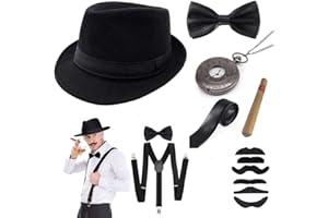 Sinoeem 1920s Accessoires Set Damen Retro Stil und Herren Accessoires Mafia Gatsby Kostüm Set für Abschlussball Event Weihnachten Party der 1920s Jahre Gatsby Art Deco Flapper Party