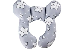 YLYDMY Baby Reisekissen,Kinderwagen Autositz Weiches,Baby Reise Nackenkissen,für 0-1 Jahre altes Baby,Verhindert das Abkippen des Kopfes im Schlaf (Weißer Sterne)