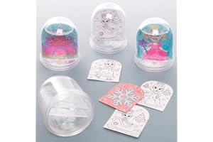 Baker Ross AT168 Schneekugel zum Ausmalen, 4 Stück, Basteln und Basteln für Kinder, sortiert