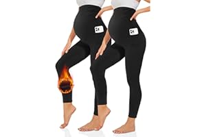 TNNZEET Legginsy ciążowe damskie, moda ciążowa, nieprzezroczyste, legginsy ciążowe, długie z kieszeniami do jogi