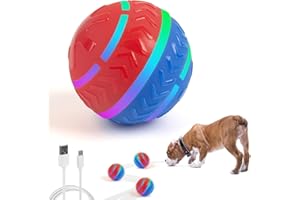 Pet Prime Balle Interactive pour Chien - Auto-Roulante LED, Anti-Mâchument, Imperméable IP54, 2 Modes Intelligents