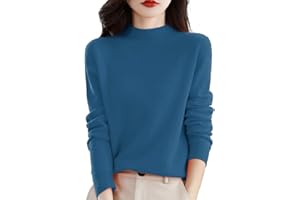 GENERIC Cashmere Jumpers Ladies Women's Semi Turtleneck Sweater Long Sleeve Solid Color Pullover with A Base Shirt Autumn and Winter Warm Loose Sweater Jumpers for Women UK