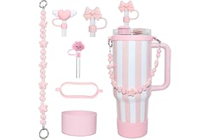 Stanley Cup tillbehörsset 6 stycken, innehåller 1 bärhandtag, 3 sugrör skydd, 1 hänge tillbehör, 1 silikonskydd för 1,2 l Sta