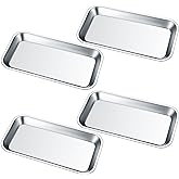 4 Pieces Instrument Trays, Rectangular Stainless Steel Trays, Laboratory Tray for Dental Laboratory Dishes - 22.5 x 11.5 x 1.