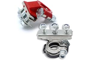 KUBOWAI Cosse Batterie 12V/24V à 3 Voies, Clip de Borne de Connexion, Terminal Adapté pour Voiture, Camionnette, Marine (1 Paire)