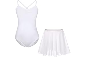 FONLAM Robe Justaucorps de Ballet pour Fille Ensemble Deux Pièces Léotard Body + Jupe Gymnastique Ballet Danse Classique Fille