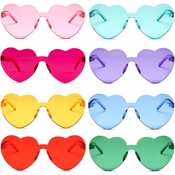 Yomaido Lunettes De Soleil Cœur 3 Paires | Lunettes Fun Fête Unisexe Adultes Enfants
