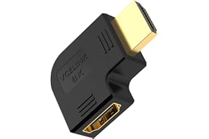 VCELINK 8K HDMI Kąt wtyczki, HDMI 270° Kąt, HDMI 2.1 Kabel Kąt wtyczki do żeńskiej, 8K@60Hz Oh, yeah 4K@120Hz eARC, HDR, Dolby do montażu na ścianie telewizora/laptopa/Roku Stick/PS5
