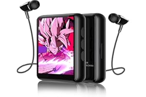 PINHUI Reproductor MP3 Bluetooth 5.3 de 64GB,Pantalla táctil,Reproductor de música portátil para niños con Altavoz,Radio FM,Soporte para Tarjeta TF de 128GB,Calidad de Sonido de Alta fidelidad