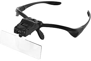 Bandeau Loupe avec éclairage LED, Wallfire mains libres support de têtes de lecture Loupe Lunettes avec 5 lentilles détachables pour lire, bijoux, regarder et électronique réparation