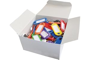 ‎WEDO WEDO Schlüsselanhänger 100 Stück, farbig sortiert – mit 18 mm Ring, beschriftbar & Etiketten auswechselbar, 52×21×3 mm, Made in Germany