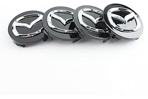 BADGEDIRECT Lot de 4 cache-moyeux de roue Emblème Mazda 56 mm En alliage chromé et en noir