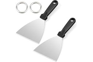 HAOBIN 2 pièces Spatule Plancha Teppanyaki Spatule Spatule Inox Manche Spatule Barbecue Spatules Plancha Pour les grillades et le nettoyage de la poêle à griller,lavable au lave vaisselle