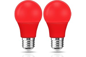 EVASTARY Roja Bombilla LED E27, 9W A60 de Colores Lámpara, Equivalente 60W Lampara Incandescente, Crea Calma con Luz Roja Nocturna Melatonina, 800LM E27 bombilla decorativa roja para Patio Navideña, Pack de 2