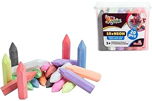 Simba Pack de 20 Tizas de Exterior Colores Neón, 10 Tizas Neón y 10 Tizas Normales, 2.5 x 10.5 cm, En Cubo, Juguete Creativo para Niños a Partir de 3 Años (106336211)