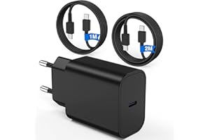 QZIIW Chargeur Rapide Type C, 45W Samsung Chargeur Rapide et 1M+2M 60W câble de Charge Rapide, USB C câble pour Samsung Galaxy S25 Ultra/S25/S25+/S24+/S24 Ultra/S24/S24+/S23 Ultra/S22 Ultra/S21/S20