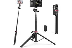 ULANZI MT-78 185cm 3-in-1 Handy Kamera Stativ Ausziehbares Bluetooth Selfie-Stick, Tripod mit 1/4" Schnellwechselplatte, 360°-Kugelkopf, Kompatibel mit Kamera, Sony, Canon, Fuji, iPhone Samsung Huawei