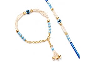 TIED RIBBONS Rakhi for Brother and Bhabhi Set with Evil Eye Design, Raksha Bandhan Gift Set with Roli | Bhaiya Bhabhi Rakhi Bracelet for Brother, Nephew, Cousin, Sister