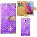 Produktbild Huawei Honor 5X Handy Tasche, FoneExpert® Bling Luxus Diamant Hülle Wallet Case Cover Hüllen Etui Ledertasche Premium Lederhülle Schutzhülle für Huawei Honor 5X (Lila)