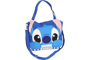 Bonamana Bolso bandolera de lona Stitch con gran capacidad con correas de hombro ajustables, bolsillos informales para la playa, para mujeres y niñas, azul, Einheitsgröße