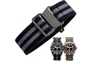 Danxancy Pasek do zegarka spadochroniarzy wojsk francuskich, wojskowy elastyczny nylonowy pasek do zegarka z haczykiem i pętelką dla mężczyzn kobiet srebrna i czarna klamra 18/20/22 mm