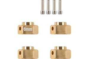 AMK Lot de 4 adaptateurs hexagonaux rallonges en laiton 12 mm pour RC Crawler Traxxas TRX4 TRX-4 1/10 RC (4 adaptateurs hexagonaux de roue de 6 mm)