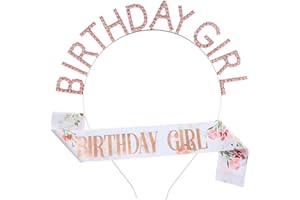 CHTENG Colorful Birthday Girl Sash and Tiara Rhinestone Crown Headband for Birthday Party Supplies