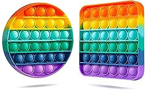 HUGZ Fidget Toys Push Pop It - Rainbow Bubble Popper Autism Special Needs Stress Reliever Silicone Anxiety Relief Poppet toy for Kids,Teens Adults- pop it's for fun learning and relaxation! (Style-02)