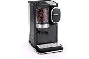 Cuisinart One Cup Grind And Brew Coffee Machine, Bean to cup, Single serve Filter coffee, Stainless steel conical burr grinder, Adjust coffee strength, 3 cup sizes, Reusable filter pod, Black