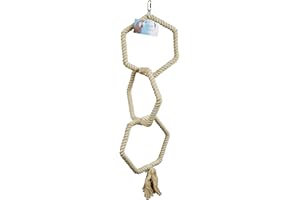 Adventure Bound HEXAGONAL TRIPLE COTTON ROPE BIRD PARROT TOY SWING PERCH CAGE TOY GREY AMAZON