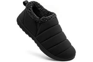 VeraCosy Men's Warm Quilted Memory Foam Ankle Mule Slippers with Elastic Gores