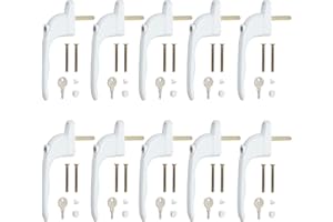 Neoteck 10 Pcs UPVC Window Handle, Double Glazing Universal Espag, White, 43mm