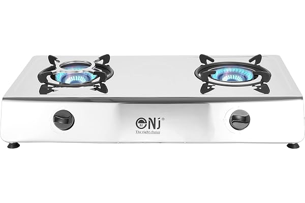 NJ-200 campinggasspis – 2 brännare bärbar gasspis LPG-spis husvagn spishäll rostfritt stål fristående bordsskiva för hem kök trädgård catering 8,0 kW