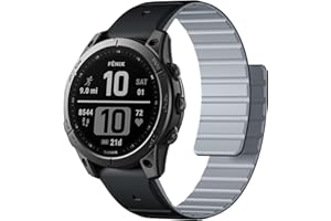 Laffav Pasek magnetyczny kompatybilny z zegarkiem Garmin Fenix 6 Pro / Fenix 6 / Fenix 7 / Fenix 7 Pro / Fenix 5, silikonowy pasek QuickFit 22 mm do Garmin Instinct/Epix 2 Pro 47 mm / Forerunner 945 /