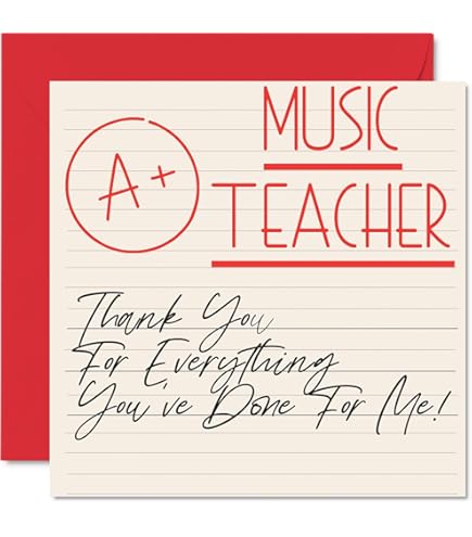 Music Thank You Card, Musical Notes - For Music Teacher - Performer