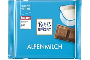 RITTER SPORT Chocolate de leche alpino 30%, juego de 5 (5 x 100 g)