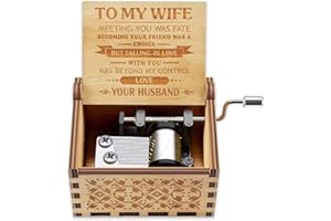 Yesnote Music Box Birthday Gift for Wife, Romantic Christmas Valentine Anniversary Present to Girlfriend Women Wife Gifts Wooden Hand Crank Musical Box Play You Are My Sunshine
