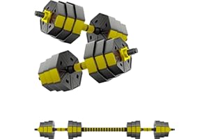 Set Pesi Regolabili 40 KG - 2 Manubri + 1 Bilancere Ottagonale Antiscivolo, Set Palestra Casa Fitness Bodybuilding Home Gym KOOLOOK