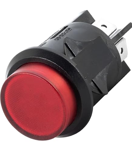 Interrupteur étanche 25mm Rouge - 16A 250V - Fiche 6.3mm | Pour Machines à Café Professionnelles