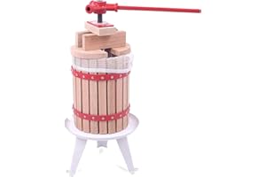 Froadp 6L Saftpresse Eiche Obstpresse Mobile Fruchtpresse Maischepresse mit Handkurbel & Pressnetz Weinpressen Werkzeuge Set Schnitzelpressen Apfelpresse für Obstweine Fruchtsäfte Apfelsaft